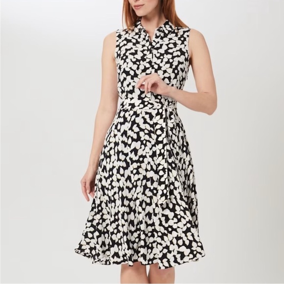 HOBBS London Belinda Contemporary Petal Print Fit & Flare Dress Size 12 Floral - Picture 1 of 13